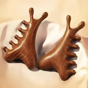 Head Body Massager Neck Face Health Care Massage Tool Meridian Scalp Four-in-one Sandalwood Comb  Massage Acupoint Nose Scraper