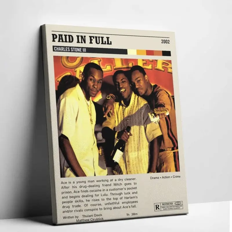 Paid in Full Movie Poster, Limited Edition Collectible, High-Quality Canvas Print, Vintage Wall Art, Home Decor, Bedroom Decor, Living Room Decor, Man Cave Decor, Movie Room Decor, Gift for Film Fans