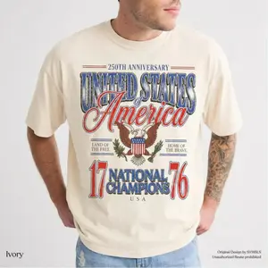 [SALE UP TO 50%] [FREE SHIP] July 4th 1776 National Champions Funny T-Shirt, America 250th Anniversary Oversized Tee, Distressed Americana