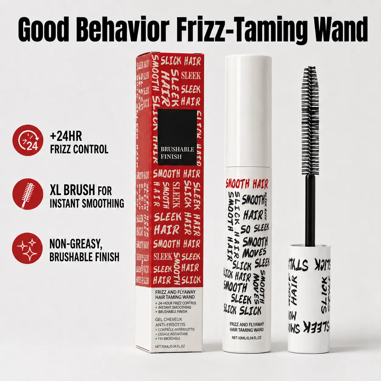 Frizz & Flyaway Hair Taming Wand-Lightweight Gel Control Stick for Smooth, Sleek Hair, Anti-Frizz Styling,Solution for All Hair Types