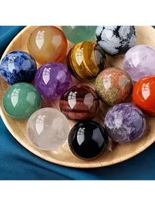 12pcs natural crystal balls, natural gemstones, chakra yoga stones, quartz mineral specimens, home decoration, holiday gifts, party gifts, handmade jewelry accessories (color random), Crystal Spheres