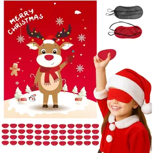 Christmas Party  for  & Family - Pin The Nose  The Reindeer Holiday Activity, Fun Indoor  for Christmas Party Favors, Family Gathering