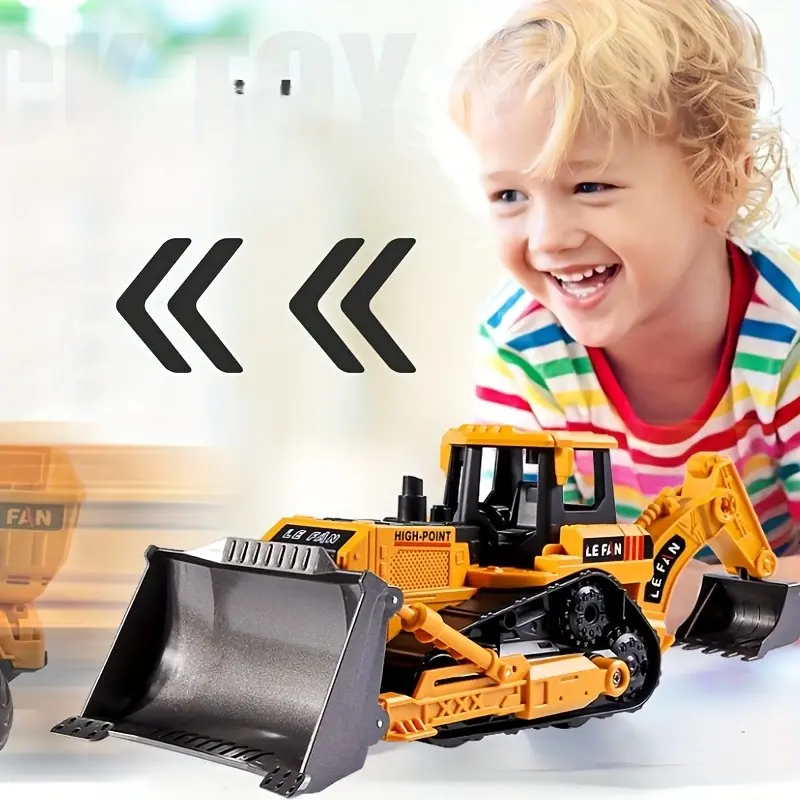 Simulation 2-In-1 Kids Engineering Toy Set, Bulldozer Excavator Combo, Moving Mechanical Arm, Educational Playset for Boys, Perfect Gift