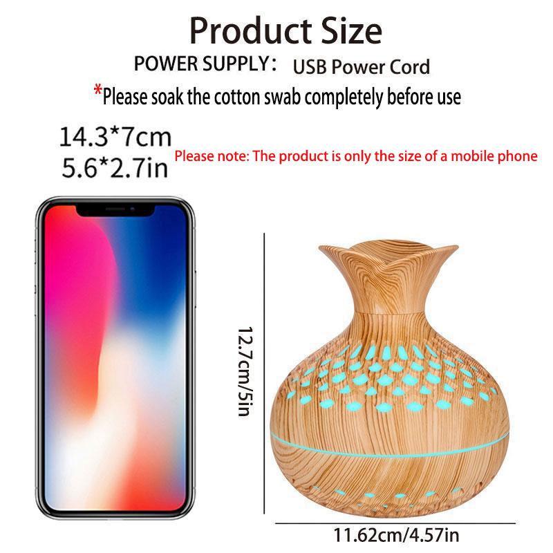 Wooden Vase Design Silent Colorful Light Air Humidifier, 1 Count Usb Powered Multipurpose Night Light Humidifier, Aromatherapy Machine for Home Office Bedroom, Aromatherapy Function Desktop Humidifier, Humidifier Atmosphere Light, Essential Diffuser