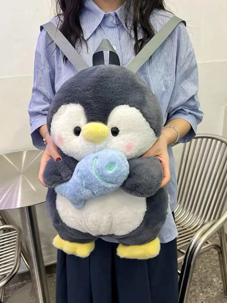 Cute Plush Penguin Backpacks Women Cartoon Fun Shoulder Bag New Trendy Personalized Girl Fashion Rucksack Kawaii Animal Knapsack