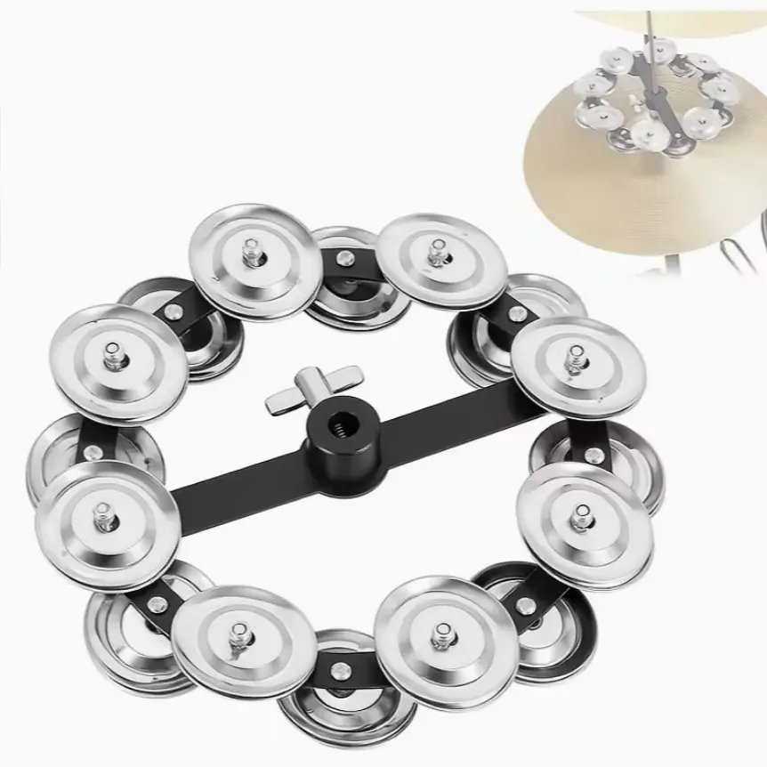Drum Cymbal Bell Ringer, Easy Install, Dual Layer Metal Bells, Adjustable Lock, Perfect for Pop Rock Folk, Practice Performance