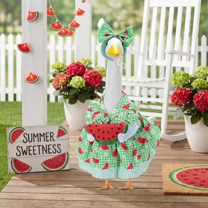Summer Porch Goose for 23 Inch Lawn Statue, Watermelon Costume for Plastic/cement Statue, Duck Sculpture Clothes for Spring Decor