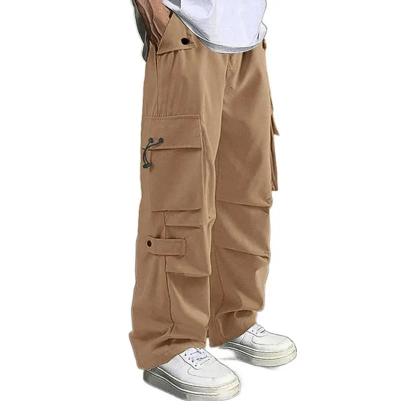 Men'S Techwear Parachute Cargo Pants Relaxed Wide Straight Leg Quick Dry Breathable Outdoor Casual Long Trousers