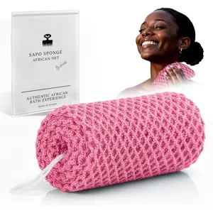 Authentic  Net Sponge from Ghana |    for Shower Bath Sponge Long with  Cord | Peeling Easy   for   ()