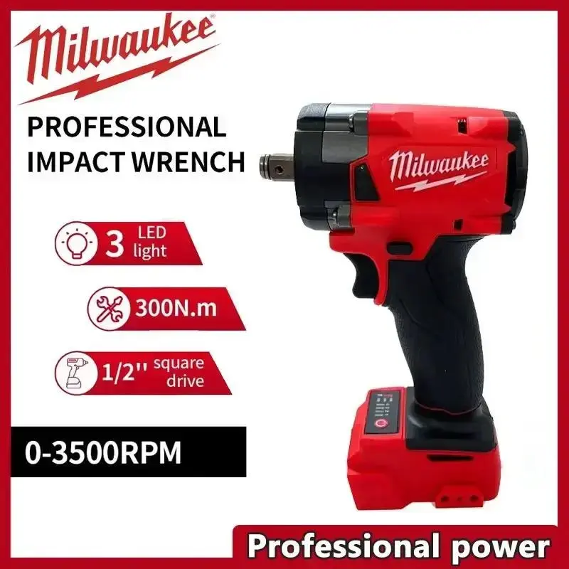 Milwaukee M18 Cordless High Torque Impact Wrench Kit - 3/8" Drive, 300 Nm Compact Tool, 18V Battery-Compatible, 0-2300 RPM for Auto Repair Mechanics, DIY Maintenance, Mechanic