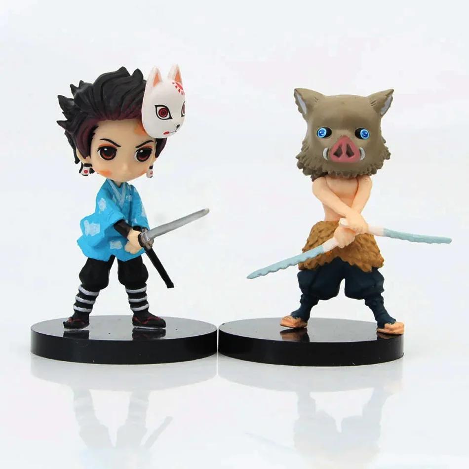 Anime Demon Slayer Figure 6Pcs Set 7cm Kamado Tanjirou Kamado Nezuko Mini Cute Edition Pvc Model Toy Kids Gift Desktop Ornament