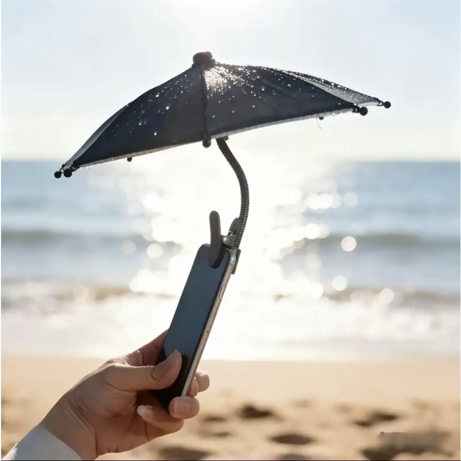 Outdoor Vacation Beach Umbrella Phone Holder, Anti-Peeping Protective Phone Holder, Mobile Phone Sun Protection Umbrella