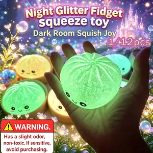1/12pcs-Glow in The Dark Dumpling Squishy,Dumling Mystery Box,Colorful Dumplings Stress Balls Fidget Sensory Box,Stress Relief Stretchy Desk Toys