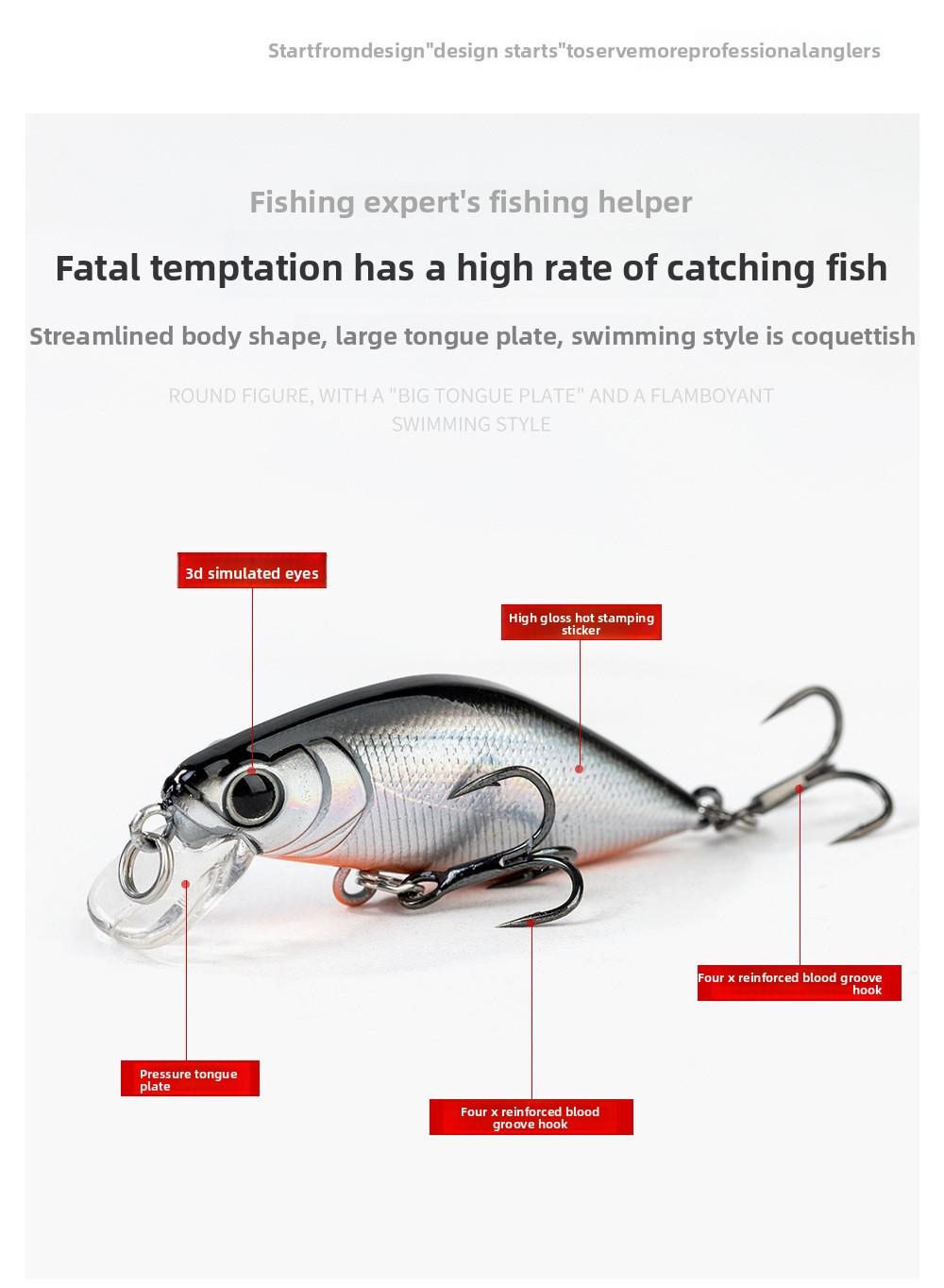 Luya bait 5 pieces(one set) submerged bait, freshwater red eye mouth bionic hard bait