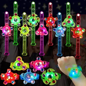 25 Pack LED Light Up Fidget Spinner Bracelets Party Favors for Kids 4-8 8-12, Glow in The Dark Party Supplies, Treasure Box Toys for Classroom, Carnival Prizes, Pinata Goodie Bags Stuffersfidget toys