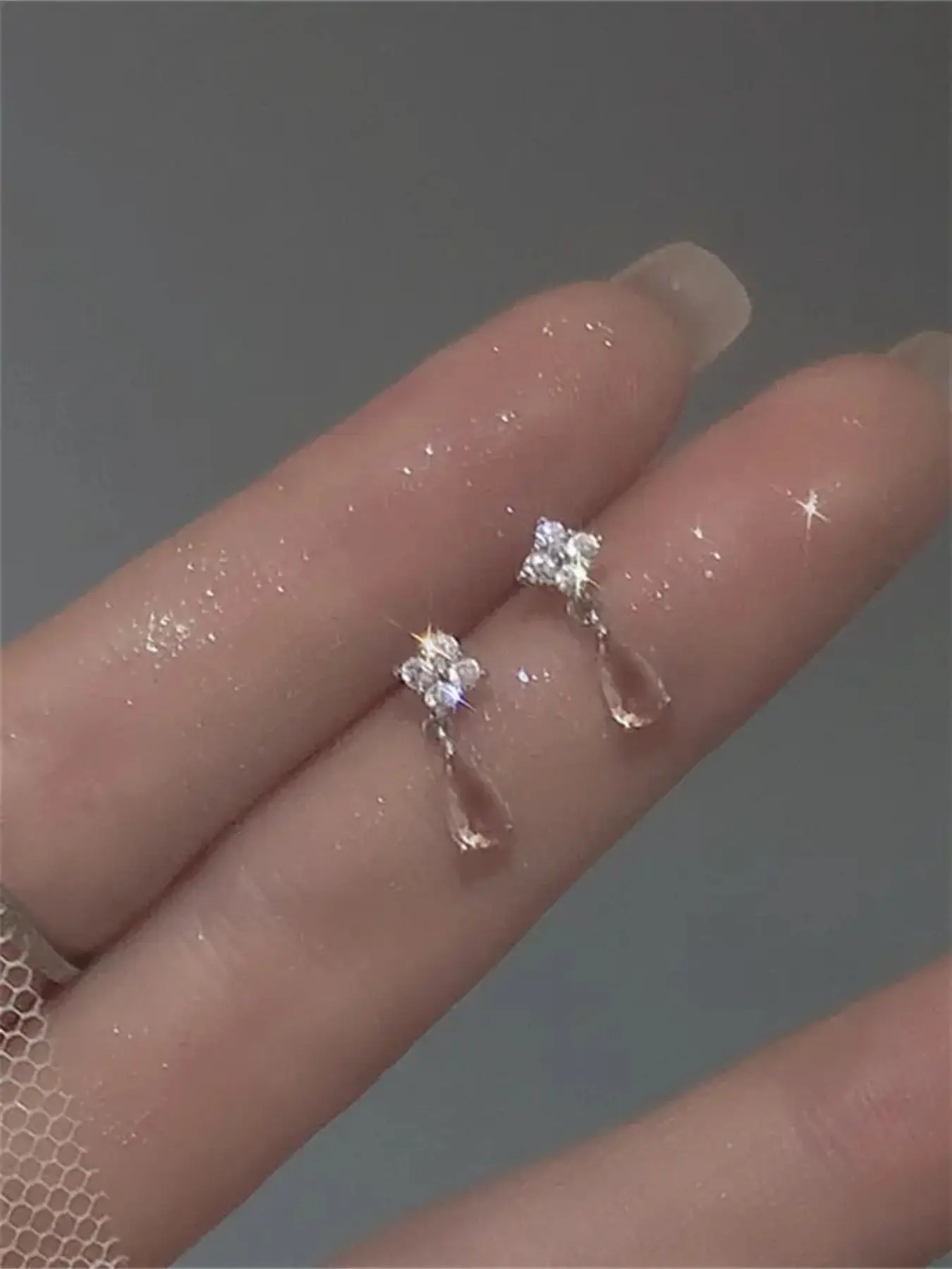 Water Drill Decorative Earrings, Flower Shape Earrings, Women's Fashion Accessories, Jewelry Earrings, Elegant Ear Studs