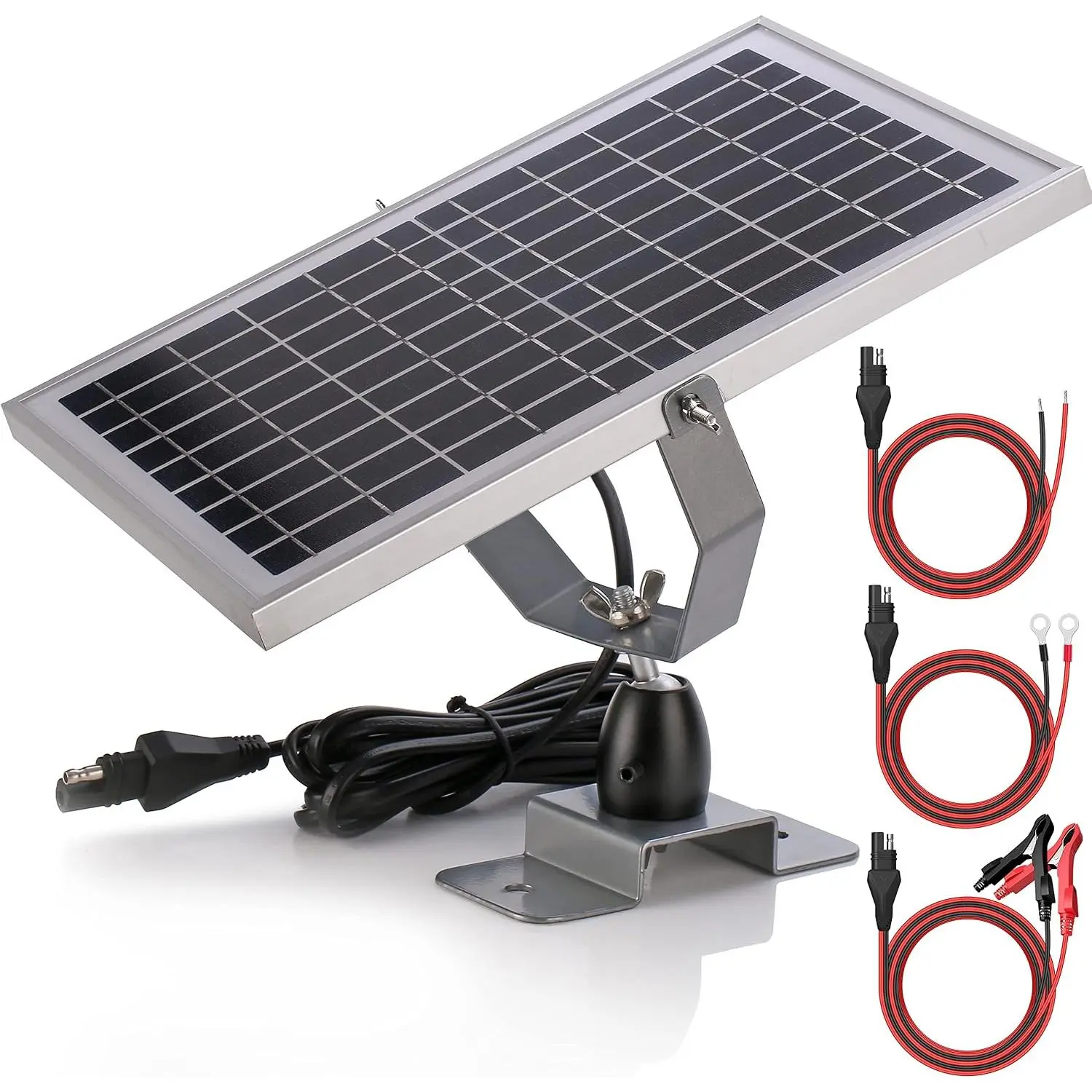 10W 12V Solar  Charger Maintainer, -in  MPPT Charge Controller, Adjustable Mount Bracket,  10 Watt Solar Panel Kits for  Automotive Boat Marine RV