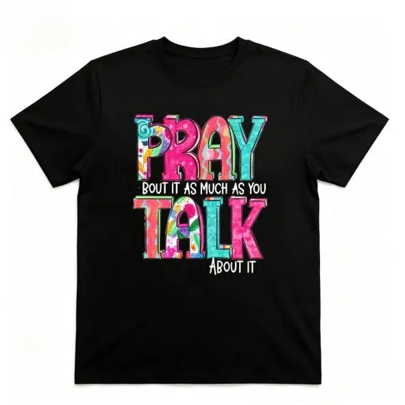 2026 Men's New Arrival Vibrant Faith Quote Tee - Comfortable Crew Neck Shirt with Bold Watercolor Design for Everyday Wear - Menswear