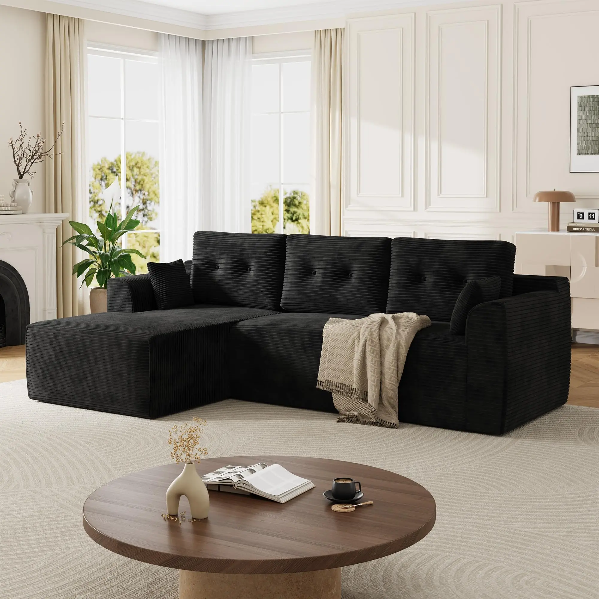 Modular Sectional Sofa with Deep Seat, 105'' Cloud Couch Sectional with Oversized Chaise, Soft Couch Sofa Bed for Living Room, No Assembly Required