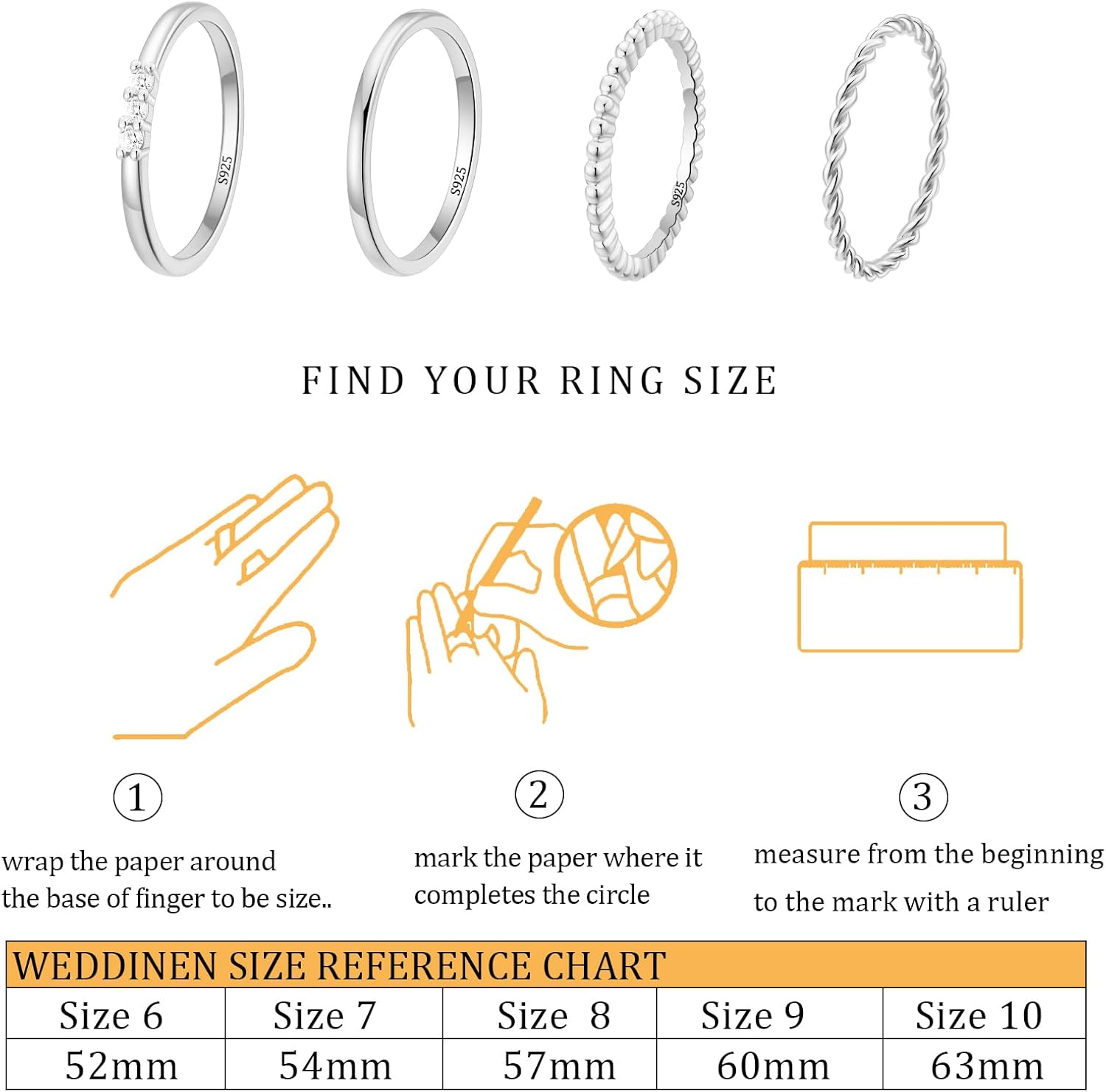*4PC Gold Rings for Women, S925 Sterling Silver 14k Gold Filled Plated Stackable Thin Thumb Ring Set Cubic Zirconia Dainty Stack Gold Knuckle Rings Set Size 6-10  RSCC5