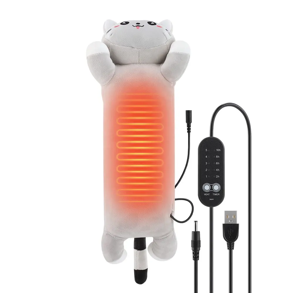 Electric Heating Cat Pillow, USB Powered Heated Pad, 5 Temperature Settings, Detachable Washable, Ideal Gift for Winter Holidays