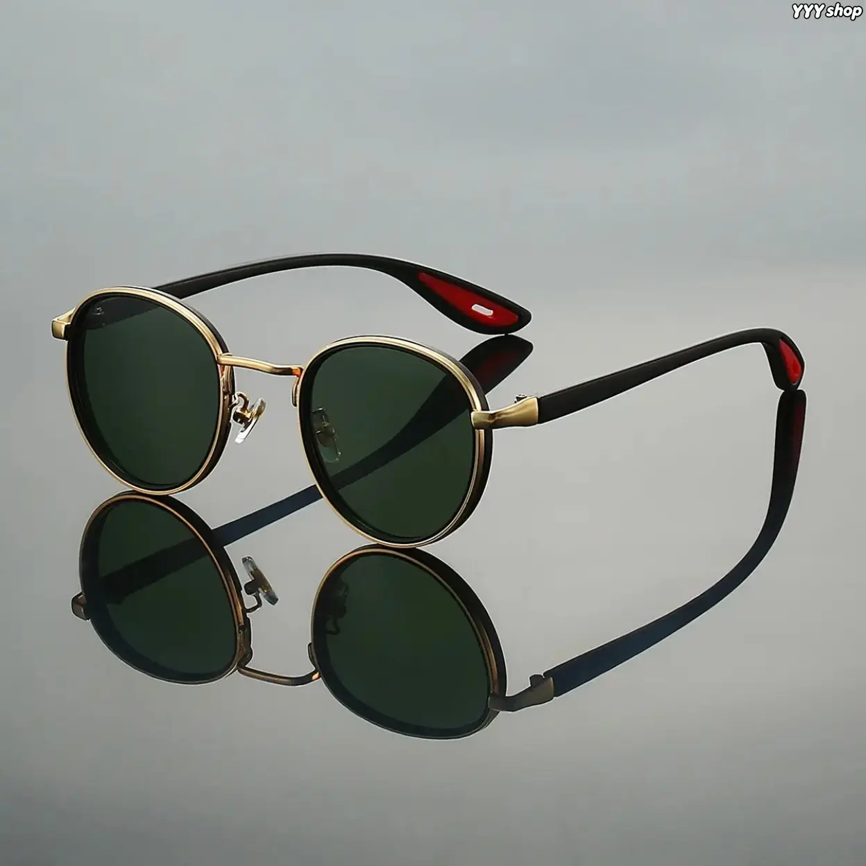 Unisex Vintage Round Punk Sunglasses, Cool Fashion UV400 Anti-UV Anti-Glare Shades, Universal Round Eyewear For Men And Women, Ideal Protective Accessories For Driving, Cycling And All Outdoor Daily Wear