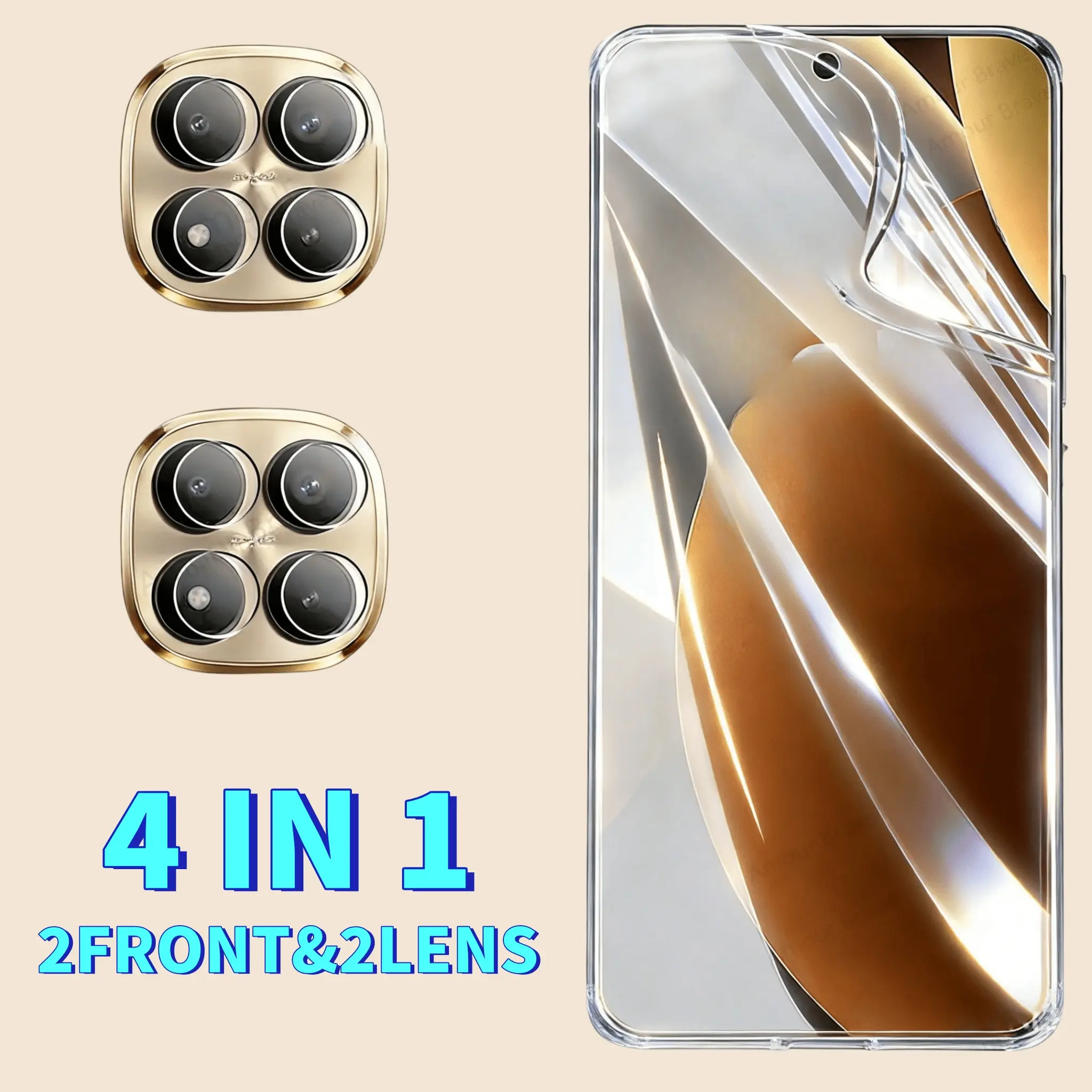 4-In-1 Hydrogel Film Front Screen Protector + Back Lens Film, Compatible with Redmi Note 15 4G 5G 15Pro Note15 Pro Pro+ ProPlus Series. Made of Soft TPU Material, Features Scratch Resistance, Durability, High-Definition Display