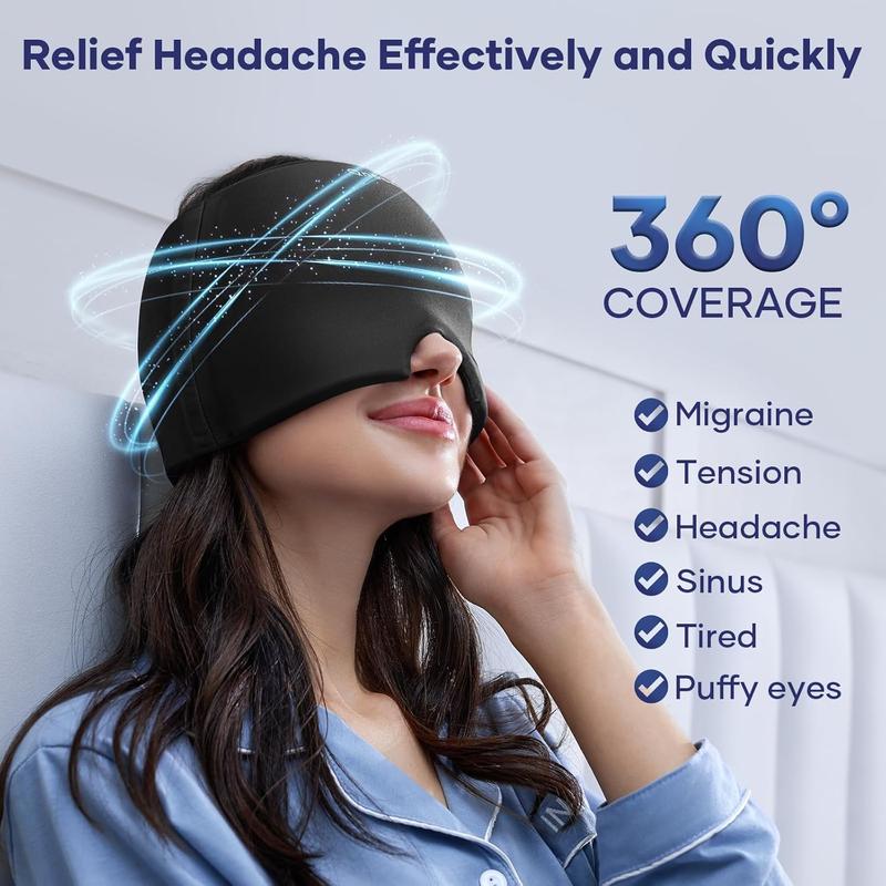 HISTORYOO Migraine Headache Relief Cap Reusable Hangover Gel Cooling Ice Cap Eye Mask Strain Relief Eye Bags Stress Hot Cold Compress Therapy (Before use, it needs to be placed in the fridge or microwave) Puffy Stye Treatment Dry Headache Dark Circles