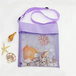 Beach Toy Bag for Shell Collection, Adjustable Shoulder Strap Storage Organiser Bag, Summer Travel Beach Pool Party Accessory for Boys and Girls