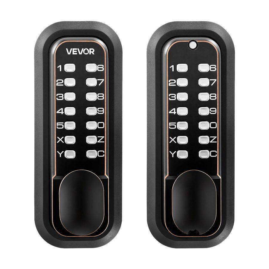 VEVOR Mechanical Keyless Entry Door Lock, 2.0 Code Upgrade, 4-7 Digits Code, Double-Sided Push Button Combination Mechanical Keypad Door Knob, Auto Locking, for Indoor or Outdoor, Oil-Rubbed Bronze
