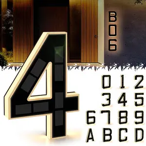 Solar Lighted House Numbers Waterproof LED Address Signs for Outside Modern House Numbers with Large Personalization Options,Decorate your door number, DIY personalisation.Modern Farmhouse Illuminated Sign LightXXSTYOUT12
