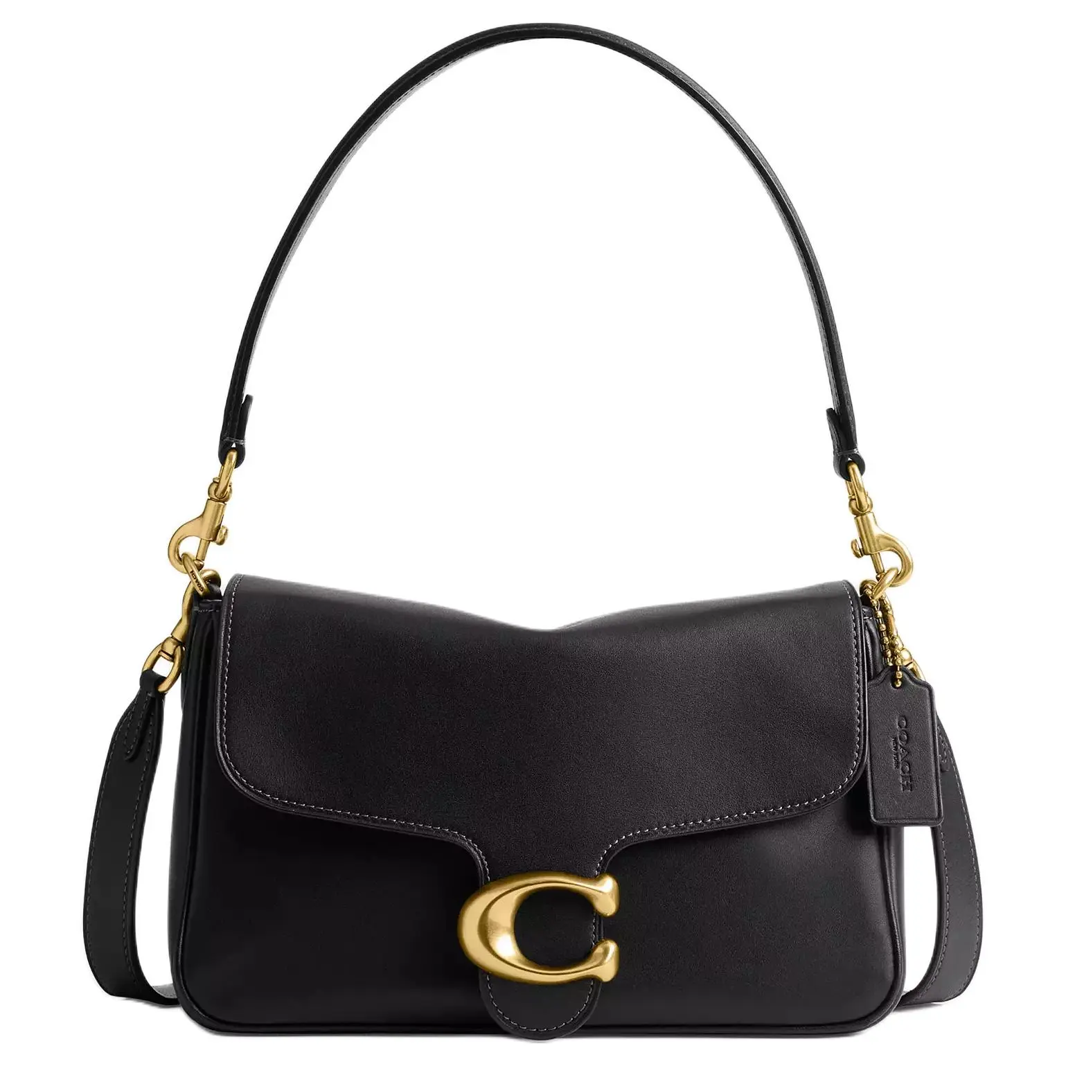COACH Soft Tabby 25 Leather Handbag for Women, Medium Size, Logo Design, Black