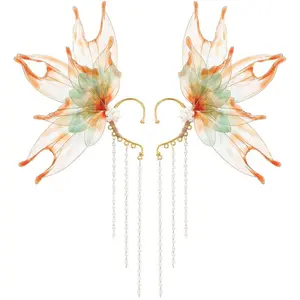 Elf Ear Cuffs Mermaid - Fairy Mermaid Ears Auricular Fins Earring with Tel Een Wrap Clip-on Earring Dress Up As a Mermaid Renaissance Halloween mas Cosplay Party Accessories