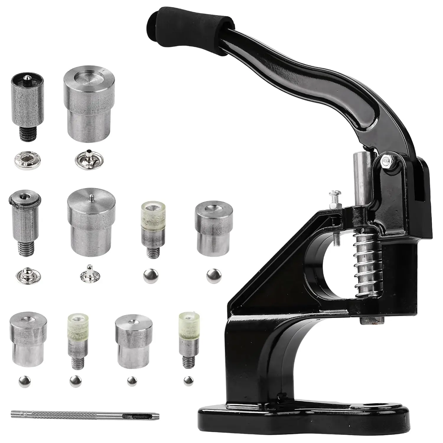 Manual Rivet Press Set for Baby Costume Jewelry - High-Quality Affordable Metal DIY Workshop Tool, Hand Press Snap Riveter Eyelet Installer for Leather Fabric (6/8/10mm) with 3 Snap Dies, 3 Rivet Dies, 325 Accessories, No Warning Applicable