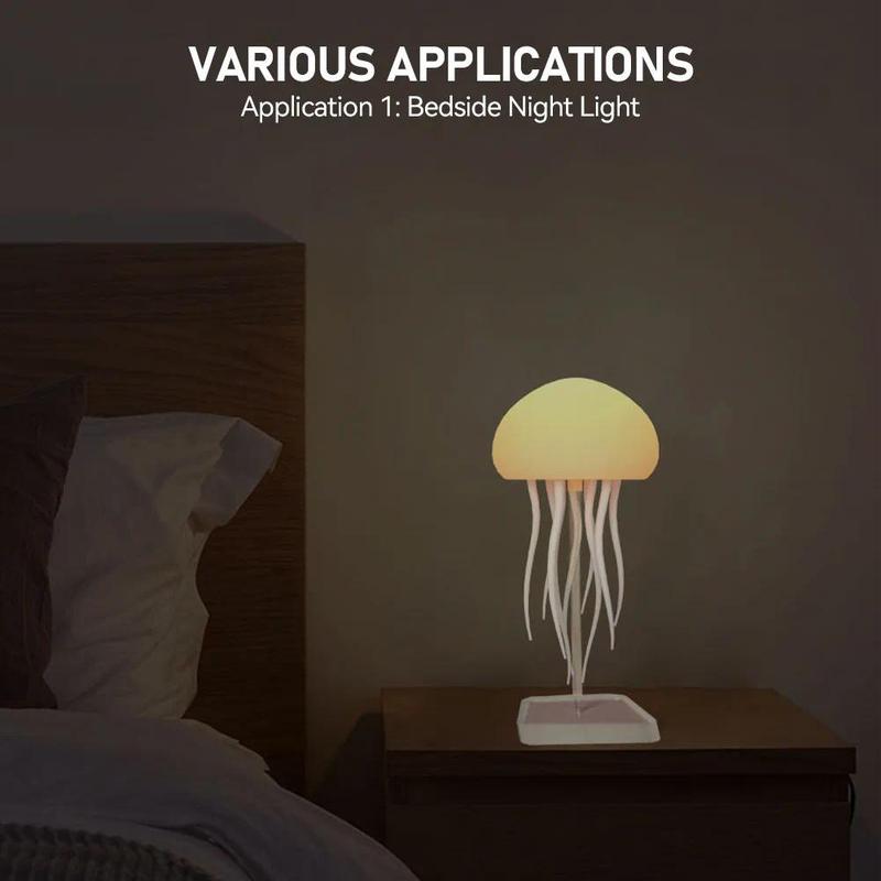 Jellyfish Design LED Lights for Bedroom, Voice-controlled Novelty Desk LED Light, USB Rechargeable RGB Color Changing Desktop Lamp, Cozy Lighting for Home Bedroom Living Room Decor, LED Lights, Modern Nighstand Lamps