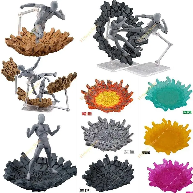 Blast Rock Impact Effect DIY Accessories Base Model Action Figures Fire Scenes Bracket Special Effect Collection Decoration Toys