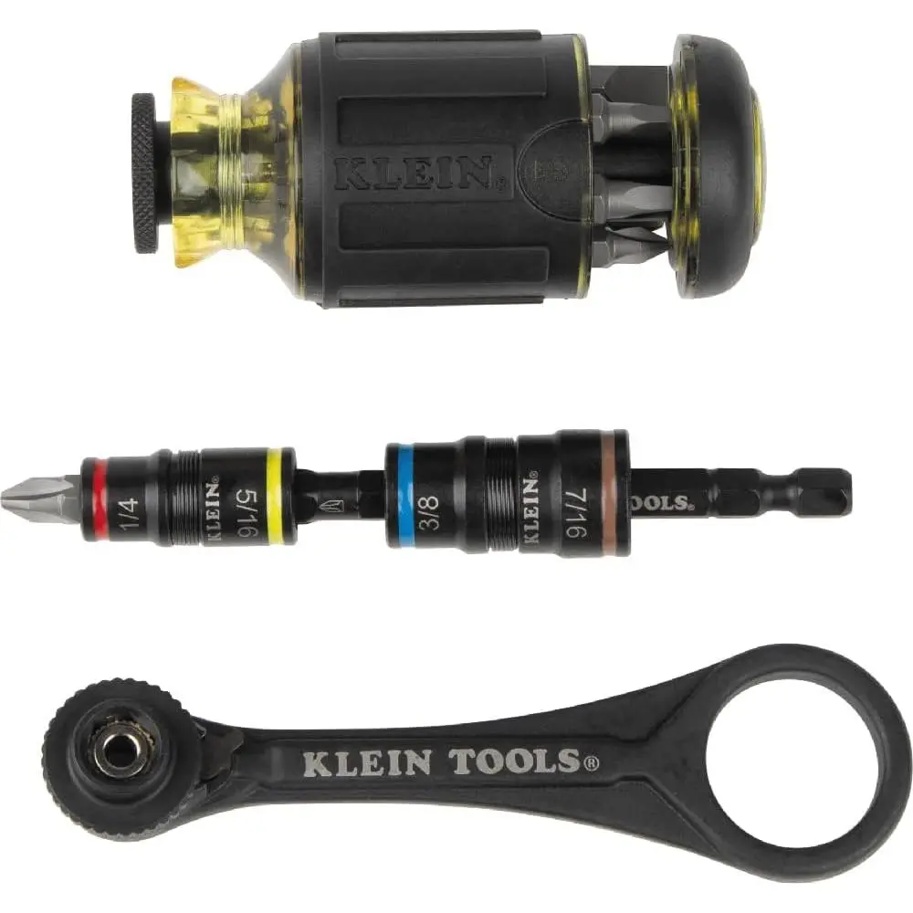 85515HD 3-Piece Tool Set, Mini-Ratchet, 12-in-1 Stubby Multi-Bit Driver and 5-in-1 SAE Set, for Tight