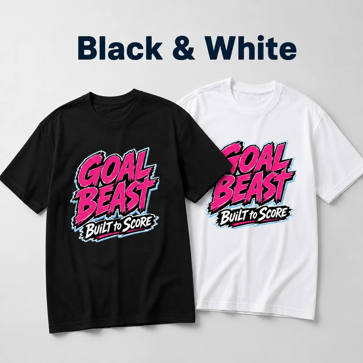 Goal Beast Graphic Soccer Tee, Built to Score Cotton T-Shirt, Streetwear Match Day Fan Shirt for Men