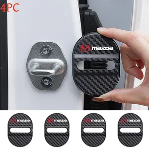 4pc Car Door Lock Covers, Noise Reduction Self-Adhesive Lock Protector, Vibration Dampening, Suitable for Mazda, Accessories, Car Door Lock Protection Kit