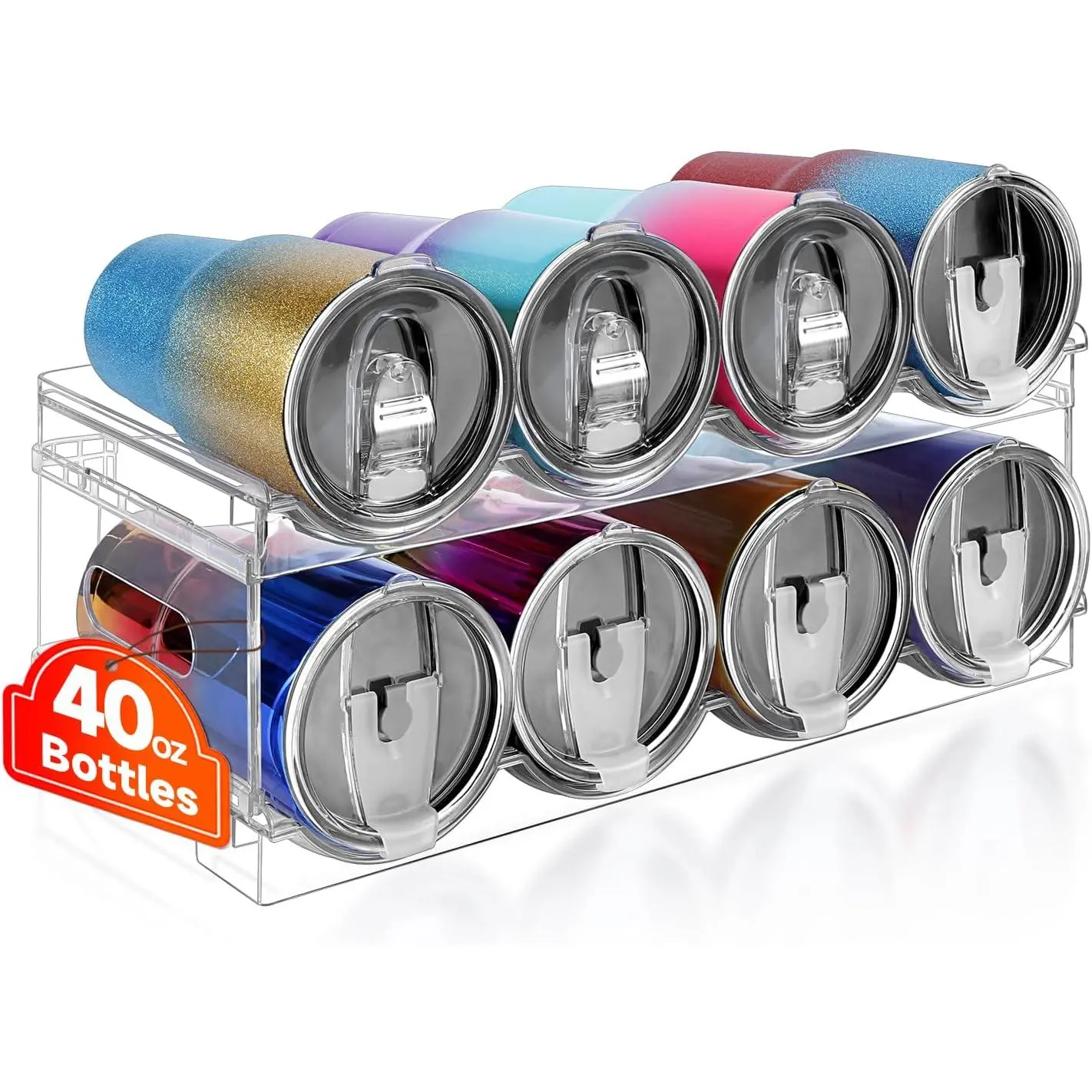 Large Compartment Stackable Water Bottle Organizer for Cabinet