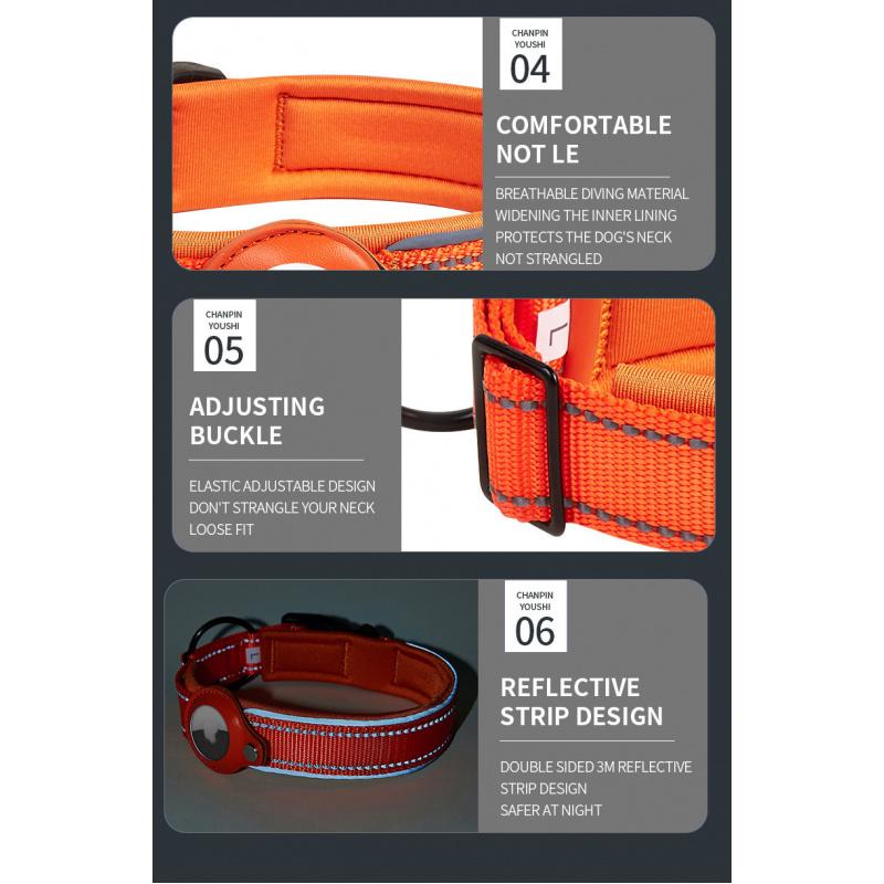 Dog GPS Tracking Collar for Medium & Large Dogs - Non-Chafing Anti-Lost Collar with Leash Attachment