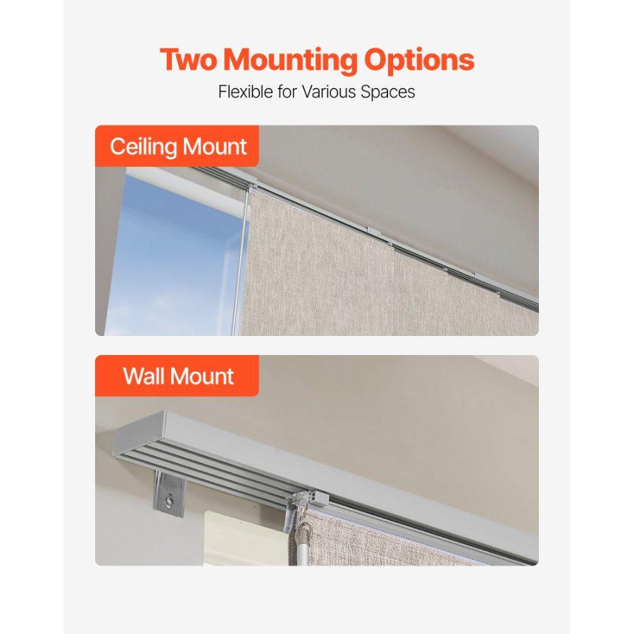 VEVOR Panel Track Blinds, Extendable Track from 45.8 in to 86 in W, Trimmable Panel Curtains Up to 96 in H, Vertical Blackout Panel Blinds for Sliding Doors, Patio Doors, Room Divider, Windows, Brown