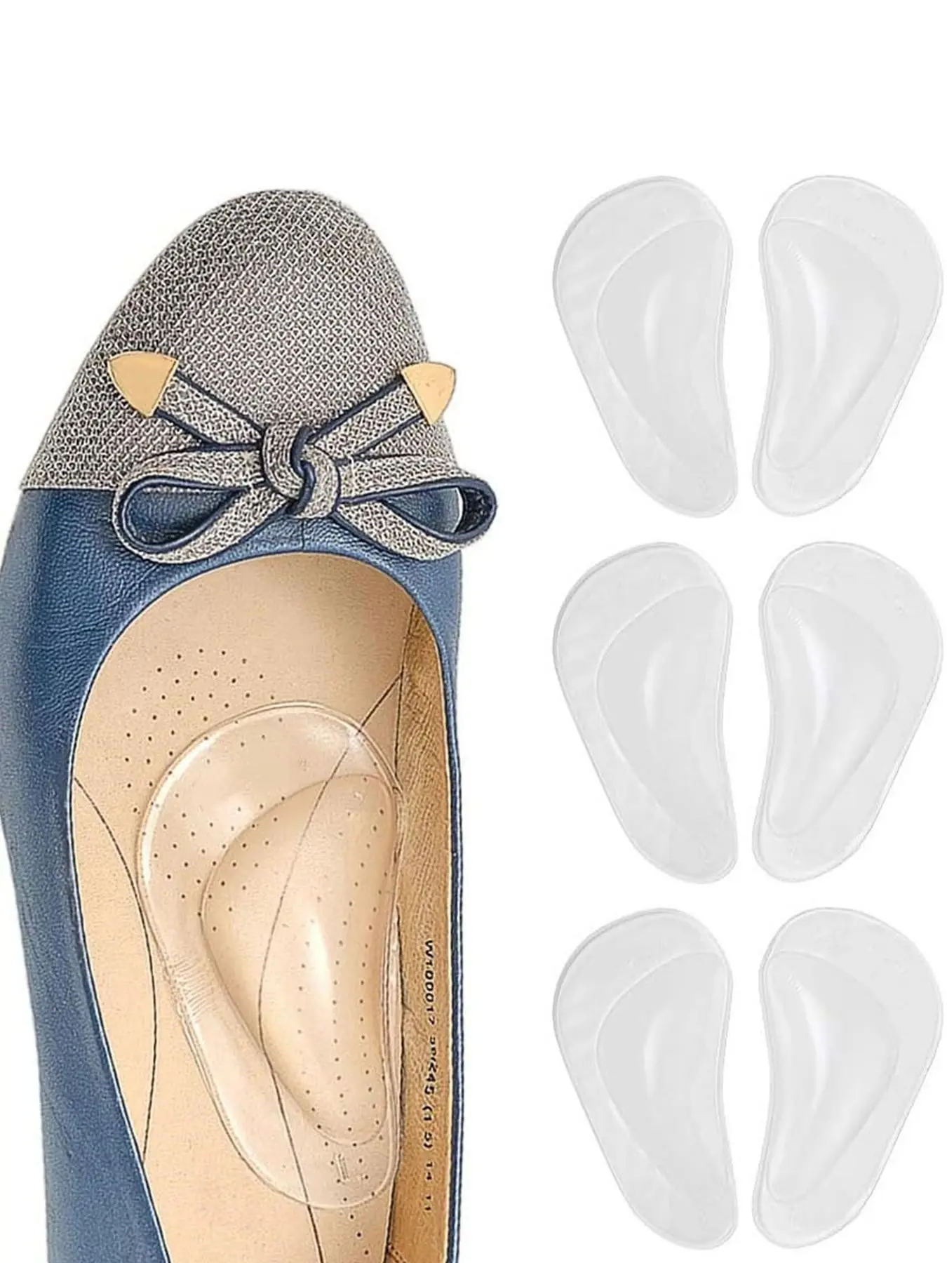 3 Pairs Self-Adhesive Arch Support Insoles, Thick Gel Cushion for Flat Feet, Anti-Slip Shoe Liners, Unisex Sizes