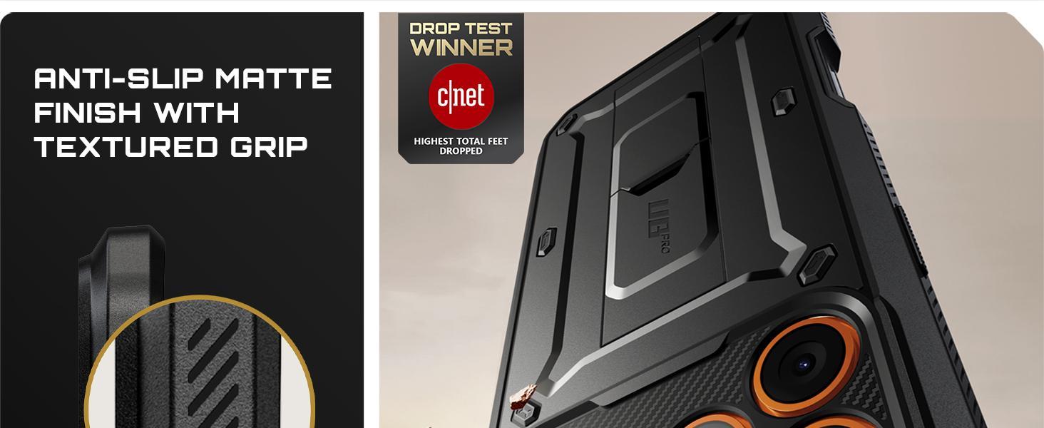 SUPCASE for iPhone 17 Pro Max Case with Camera Control Button (Unicorn Beetle Pro), [Built-in Kickstand & Screen Protector] [Military-Grade Protection] Full Body Heavy Duty Phone Case, Black