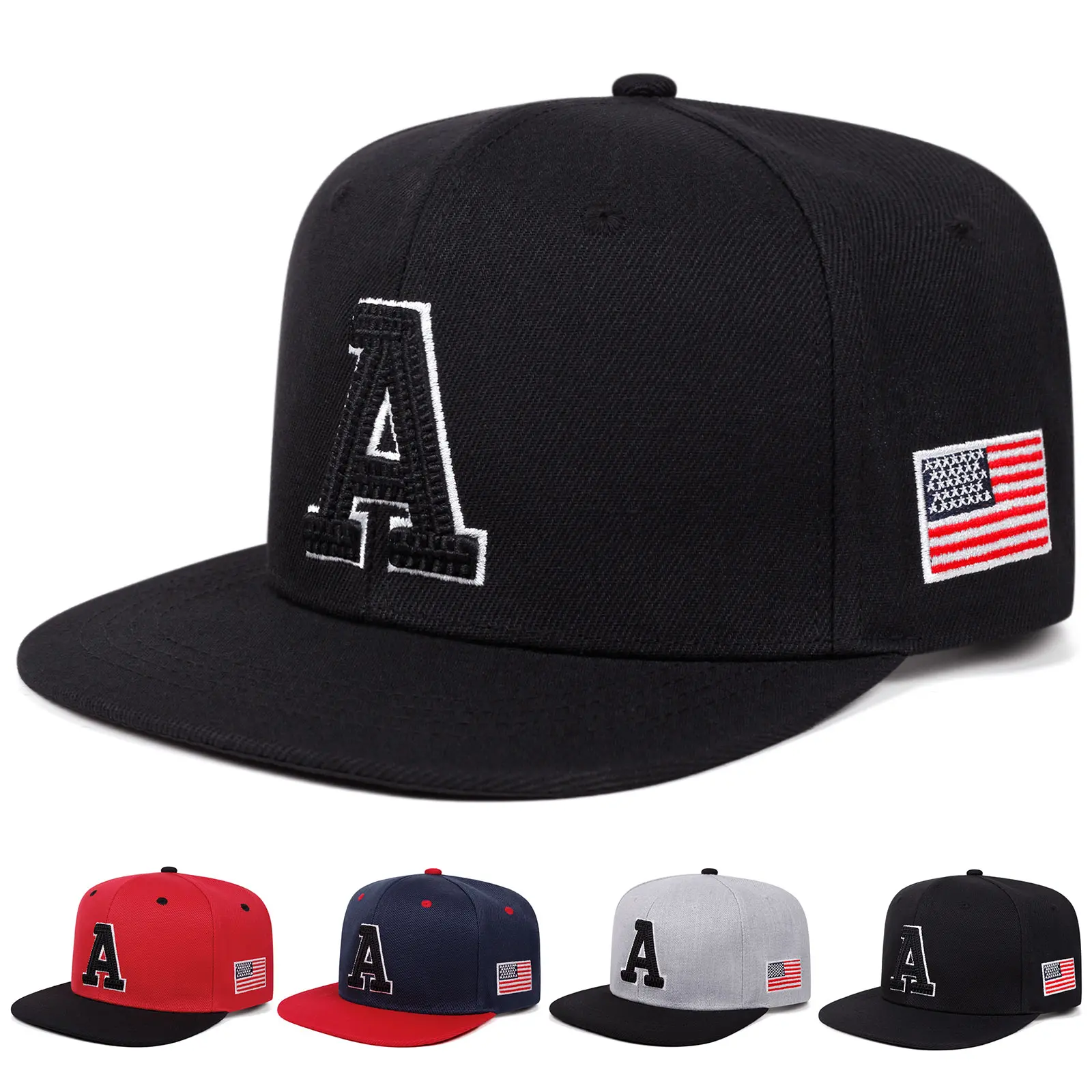 Letter "A" Embroidery Hat, Patriotic Streetwear Snapback with American Flag Patch, Adjustable Flat Bill Ball Cap for Men & Women, Clothes, Business Casual Outfits, Engagement, Men's Hats, Anniversary, Memorial Day, Ceremony, 3D 'A' Embroidery