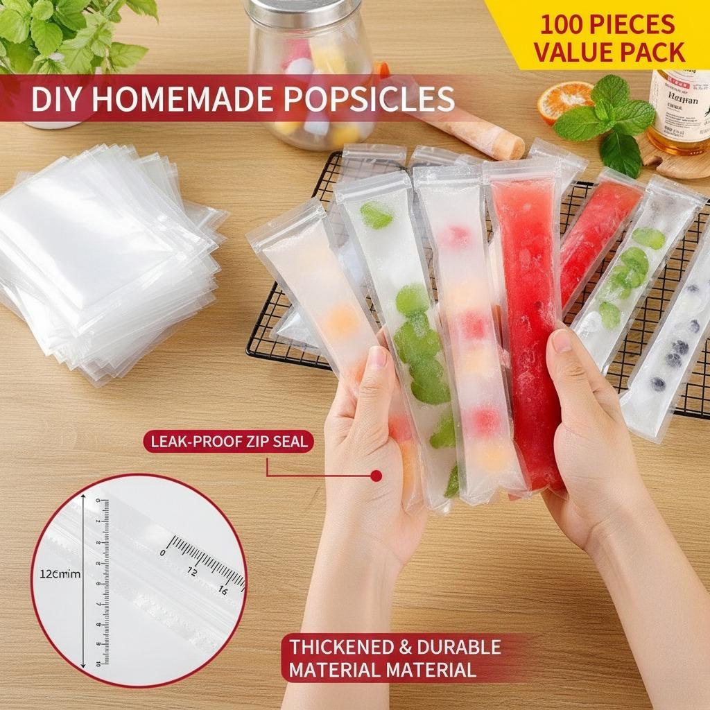 Water injection crushed popsicle disposable pe thickened ice pack mold food grade ice cream popsicle self-sealing bag