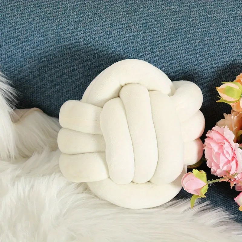 Small Round Throw Pillow Cushion, Plush Knot Ball Pillow, Casual Home Decoration, Decorative Plush Pillow, 1 Piece
