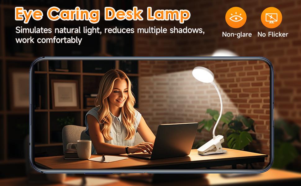 3600mAh Battery Operated Light,5 Brightness+5 Color Clip on Reading Lamp,400LM 36 LED Desk Lamp with Clamp,Rechargeable Lamps Cordless Lamps, Reading Lights for Books in Bed,Table