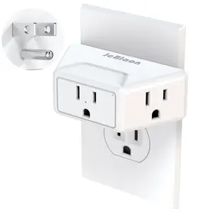 3 Way Angled Outlet Extender, Power Socket Extender, 3-Prong Grounded Wall Plug Splitter, Cruise Ship Essentials, Plug Expander with 3 Electrical Sockets, Multi Wall Outlet Splitter for Bathroom Kitchen Hotel, White
