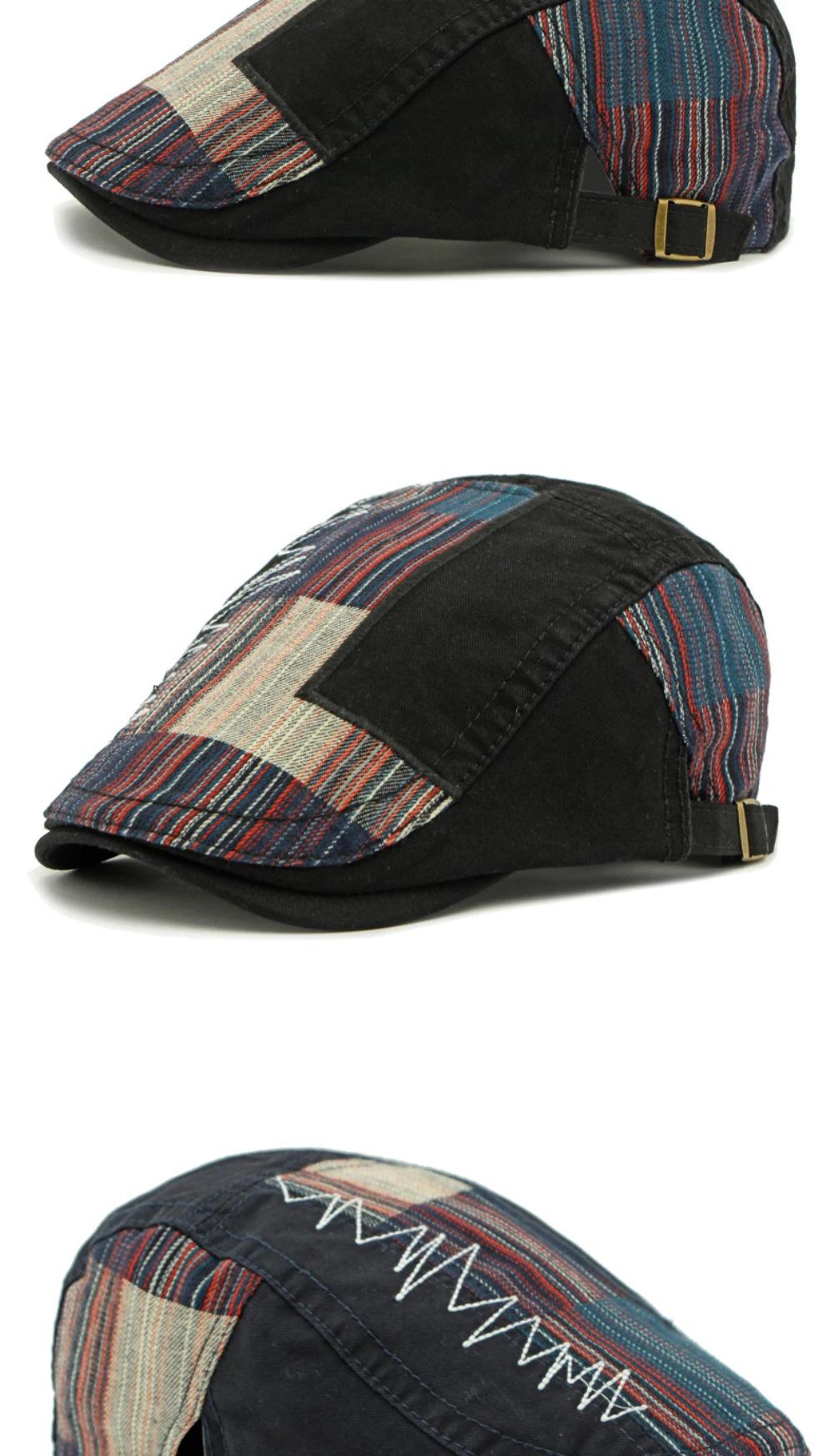 HT4806 Beret Cap Spring Summer Autumn Hats for Men Women Vintage Patchwork Beret Hat Male Female Ivy Flat Cap Adjustable Berets